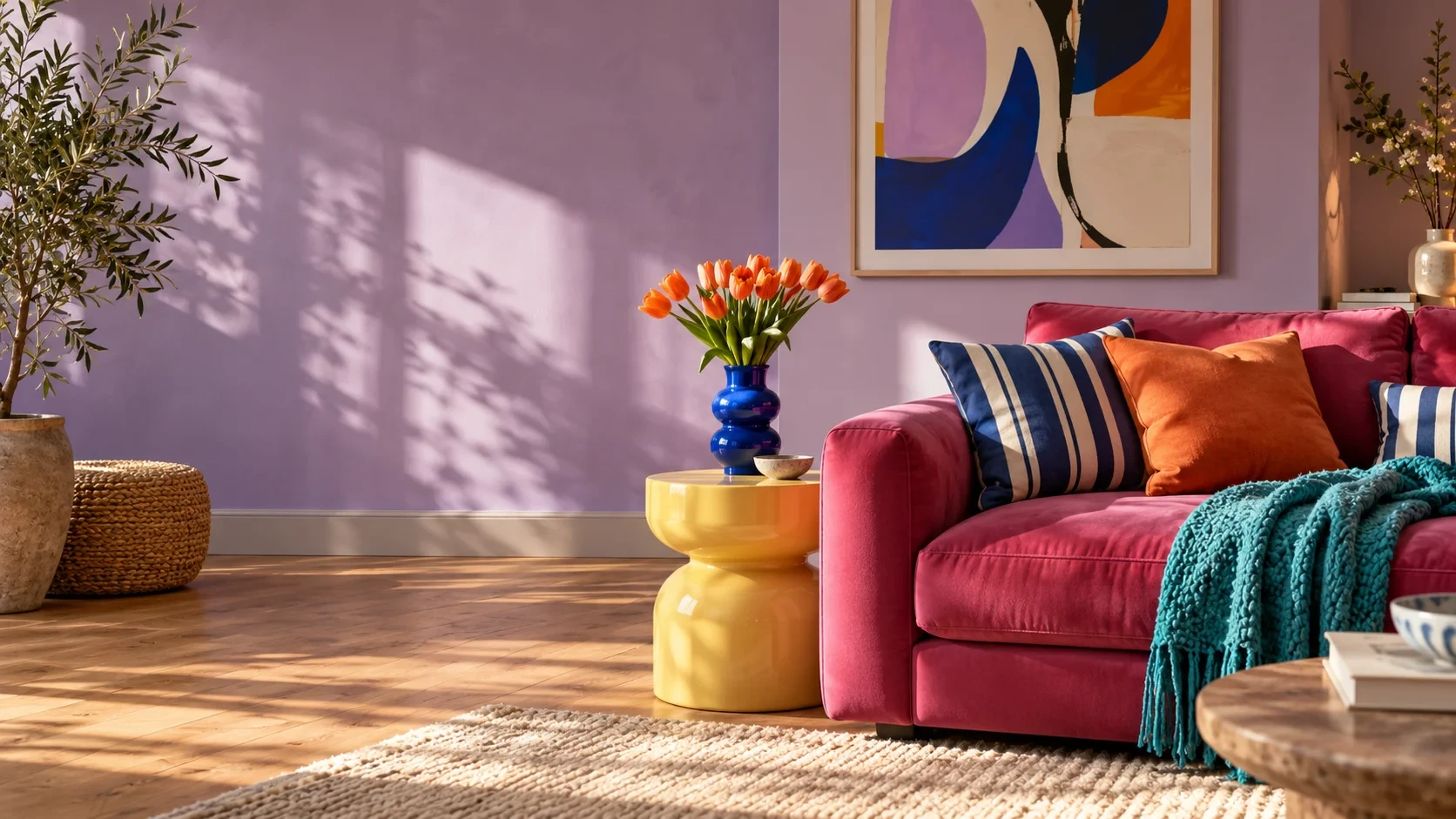 Ein farbenfrohes Zuhause mit weichen Textilien und ausgewählten Wohnaccessoires