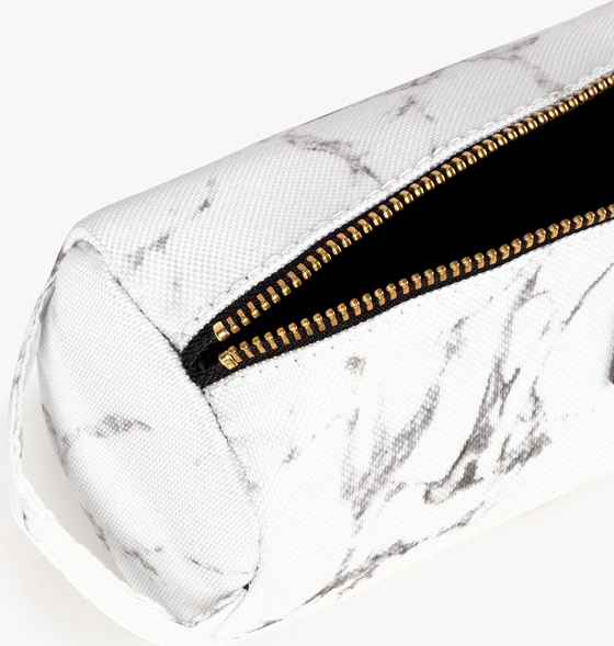 Wouf White Marble Hearts School Pencil Case