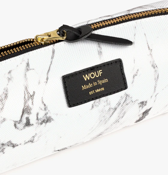 Wouf White Marble Hearts School Pencil Case