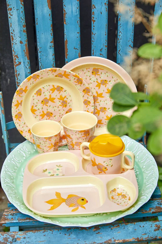 Rice Melamin Kinderschüssel Goldfish Print