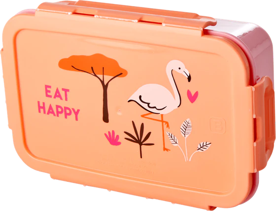 Rice Large Flamingo Brotdose - Koralle Jungle Animals Print 