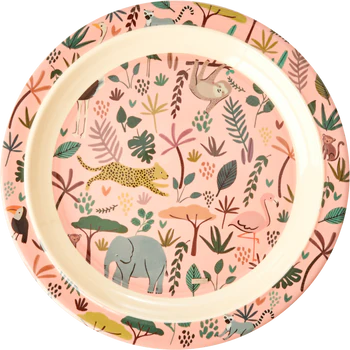 Rice Melamin Kinderteller - Koralle Jungle Animals Print 