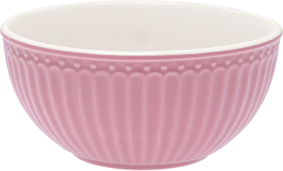 Greengate Müslischale Alice in Dusty Rose – Hochwertige Porzellan-Müslischale, 14 cm Durchmesser, 7 cm Höhe, spülmaschinen- & mikrowellengeeignet