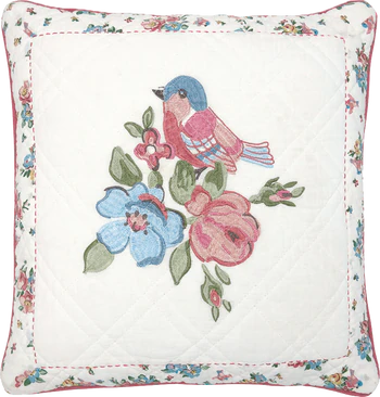 Greengate Cushion Ellie white 40x40cm with embroidery