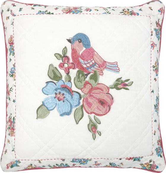 Greengate Cushion Ellie white 40x40cm with embroidery
