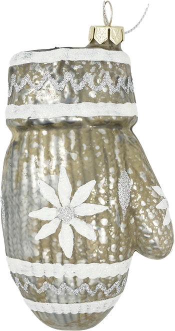 Greengate MITTEN SNOWFLAKE Grey Large Weihnachtskugel