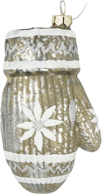 Greengate MITTEN SNOWFLAKE Grey Large Weihnachtskugel
