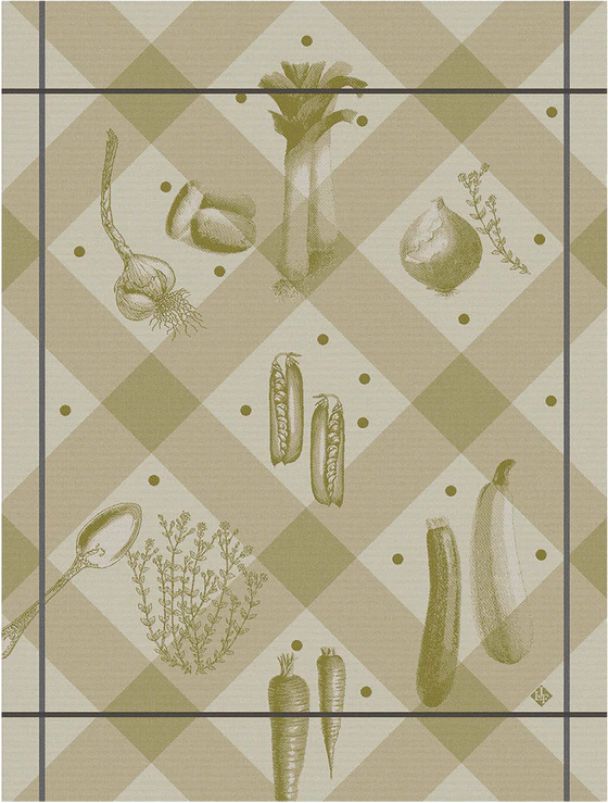 Le Jacquard Francais Légumes au jardin Beige / Asperge Geschirrtuch