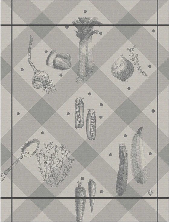 Le Jacquard Francais Légumes au jardin Grey / Champignon Geschirrtuch