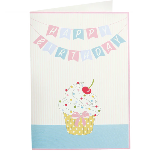 Greengate Happy birthday White Karte mit Umschlag - 12 Stück