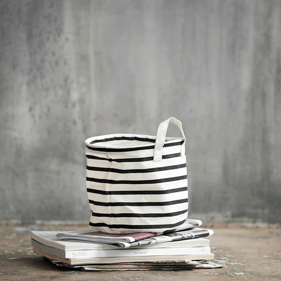 House Doctor Aufbewahrungskorb klein, Stripes Schwarz/Weiß
