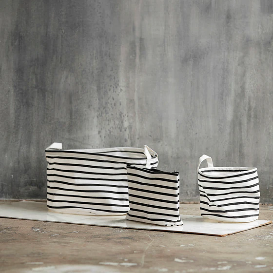 House Doctor Aufbewahrungskorb klein, Stripes Schwarz/Weiß
