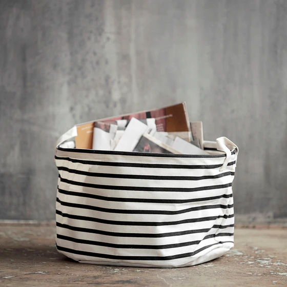 House Doctor Aufbewahrungskorb mittel, Stripes Schwarz/Weiß