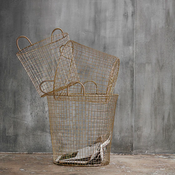 House Doctor Körbe, Wire Messing 3er Set