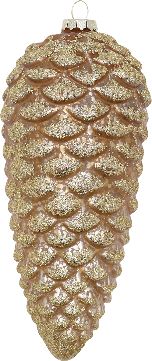 Greengate Zapfen Glas Anhänger gold glitter xlarge