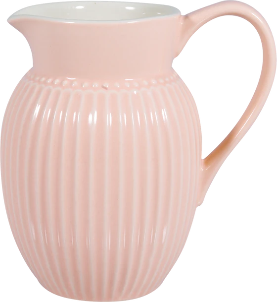 Greengate Jug Alice | Zeitlose Kanne in Pale Pink | Hochwertiger Keramikkrug