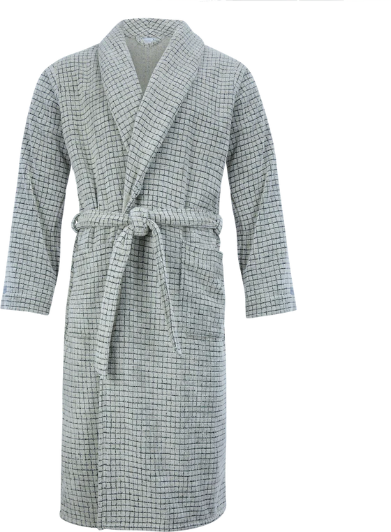 Möve Eden Schalkragenmantel mit Kästchenstruktur in Velour – Luxuriöser Unisex-Bademantel mit Kästchen