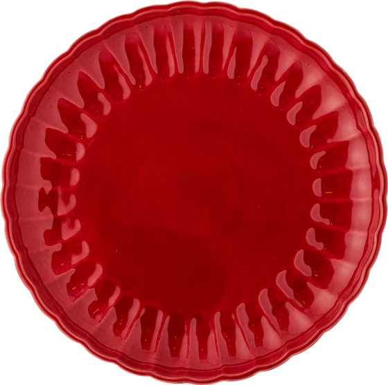 Bloomingville Latina Teller – Großer Steinzeug-Teller in Rot mit gewelltem Rand (27 cm)