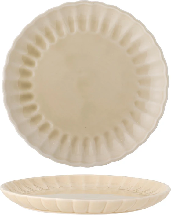 Bloomingville Latina Teller – Großer Steinzeug-Teller in Natur mit gewelltem Rand (27 cm)