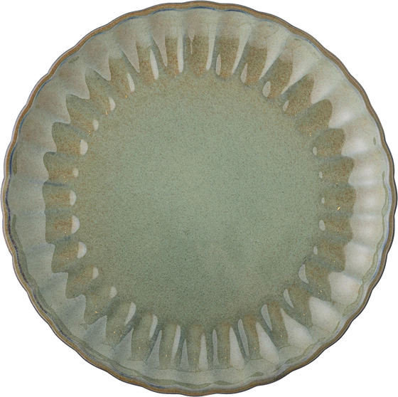 Bloomingville Latina Teller – Großer Steinzeug-Teller in Hellgrün mit gewelltem Rand (27 cm)
