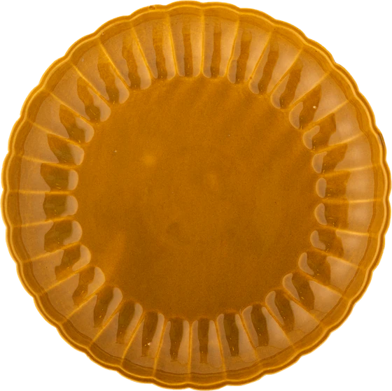 Bloomingville Latina Teller – Großer Steinzeug-Teller in Gelb mit gewelltem Rand (27 cm)