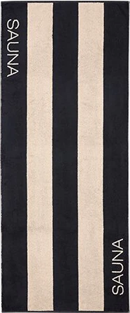 Cawö Saunatuch Natural 6221-39 Natur-Schwarz – Hochwertiges Saunatuch aus 100 % Baumwolle