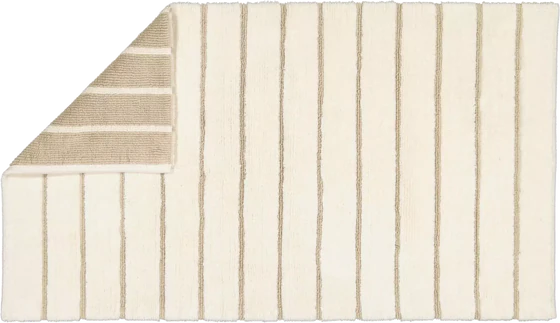 Cawö Badteppich Balance 1008-33 Natur – Handgewebter Wende-Badteppich aus 100 % Baumwolle