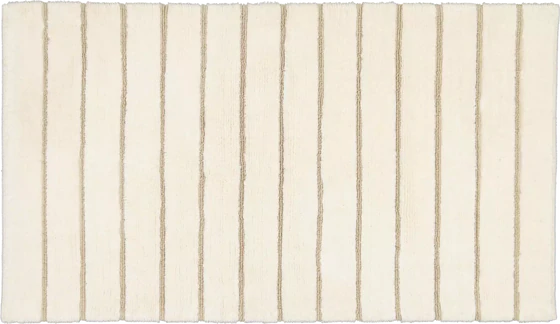 Cawö Badteppich Balance 1008-33 Natur – Handgewebter Wende-Badteppich aus 100 % Baumwolle