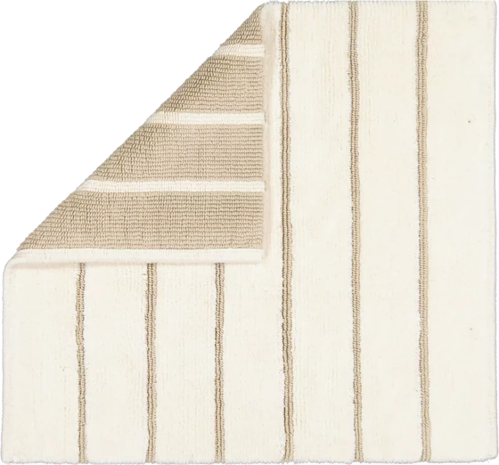 Cawö Badteppich Balance 1008-33 Natur – Handgewebter Wende-Badteppich aus 100 % Baumwolle