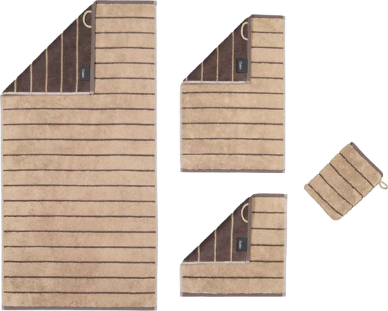 Cawö Handtuch Balance 6232-39 Sand – Hochwertiges Wende-Handtuch im Streifen-Design aus 100 % Baumwolle
