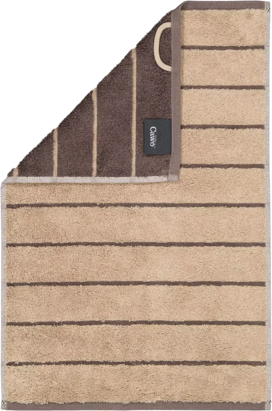 Cawö Handtuch Balance 6232-39 Sand – Hochwertiges Wende-Handtuch im Streifen-Design aus 100 % Baumwolle