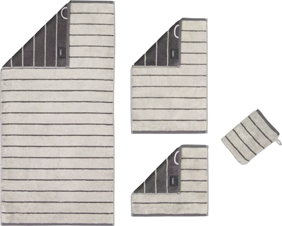 Cawö Handtuch Balance 6232-77 Platin – Hochwertiges Wende-Handtuch im Streifen-Design aus 100 % Baumwolle