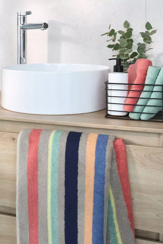 Cawö Handtuch Play 6243-12 Multicolor – Wende-Handtuch mit Blockstreifen aus 100 % Baumwolle