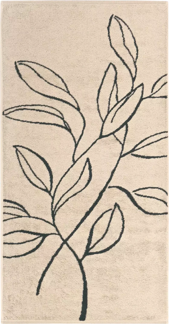 Cawö Handtuch Atelier 6239-37 Beige – Edles Wende-Handtuch mit floralem Muster aus 100 % Baumwolle