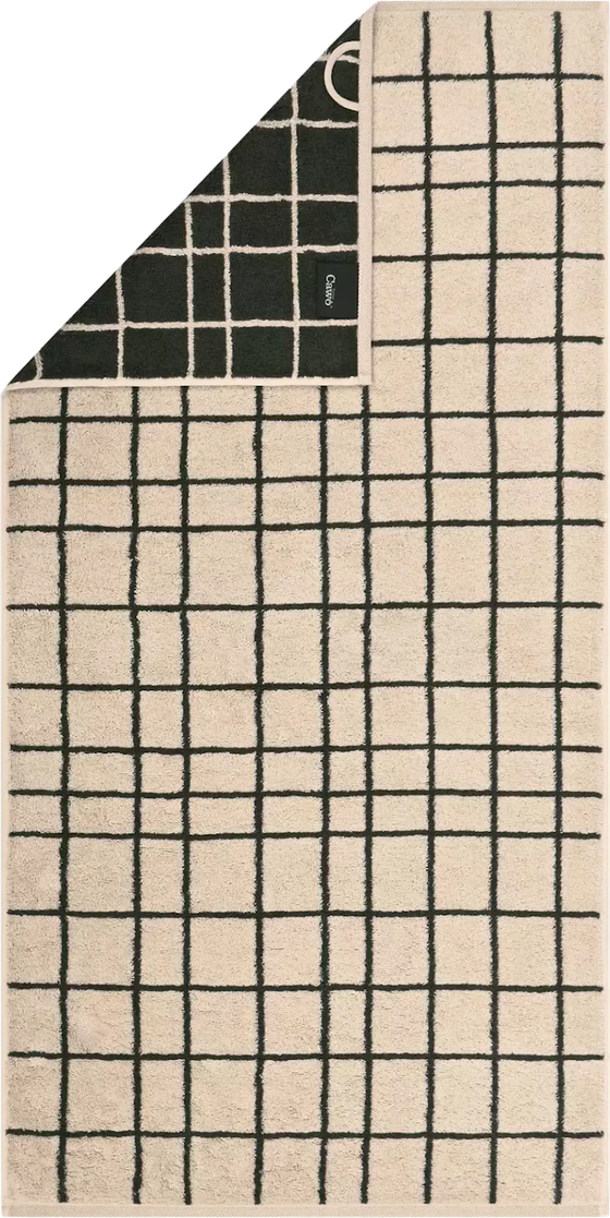 Cawö Handtuch Atelier 6241-37 Beige – Hochwertiges Wende-Handtuch mit feinem Karomuster aus 100 % Baumwolle
