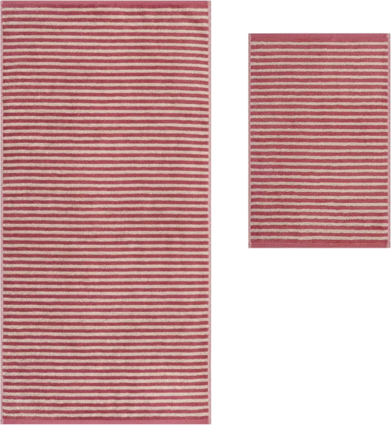 Cawö Handtuch Lines 6255-23 Beere – Hochwertiges Wende-Handtuch mit Ringelstreifen aus 100 % Baumwolle
