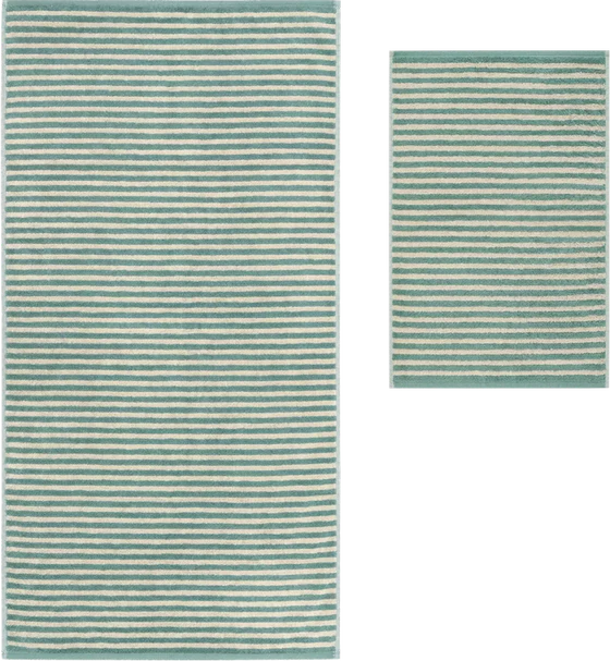 Cawö Handtuch Lines 6255-43 Fjord – Hochwertiges Wende-Handtuch mit Ringelstreifen aus 100 % Baumwolle