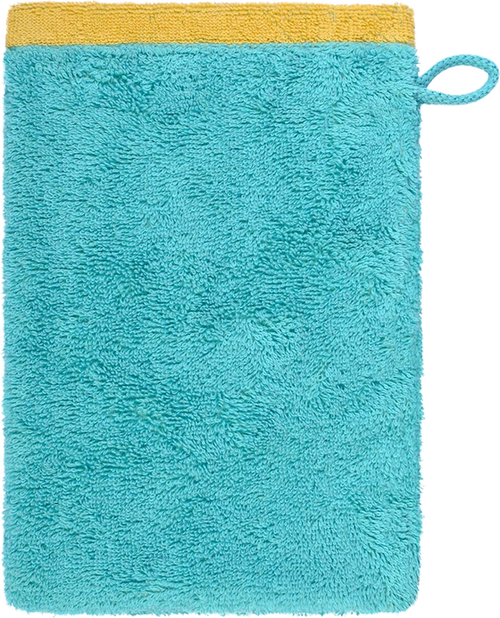 Cawö Handtuch Lifestyle Splash 7071-15 Türkis/Apricot – Wende-Handtuch aus 100 % Baumwolle