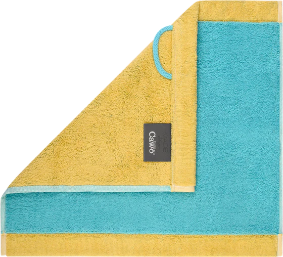 Cawö Handtuch Lifestyle Splash 7071-15 Türkis/Apricot – Wende-Handtuch aus 100 % Baumwolle