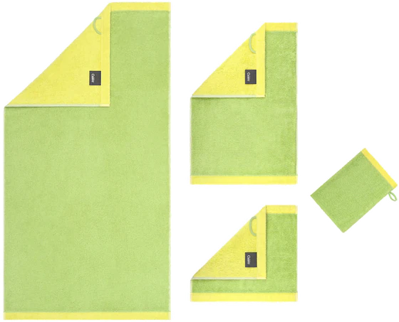 Cawö Handtuch Lifestyle Splash 7071-45 Pistazie/Lemon – Wende-Handtuch aus 100 % Baumwolle