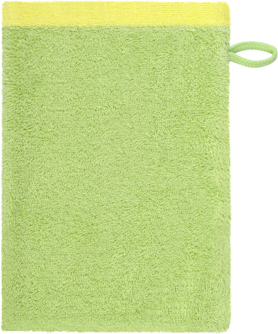 Cawö Handtuch Lifestyle Splash 7071-45 Pistazie/Lemon – Wende-Handtuch aus 100 % Baumwolle