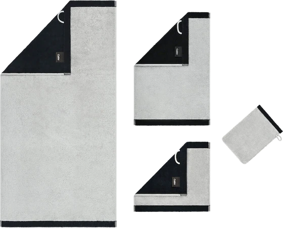 Cawö Handtuch Lifestyle Splash 7071-79 Platin/Schwarz – Wende-Handtuch aus 100 % Baumwolle