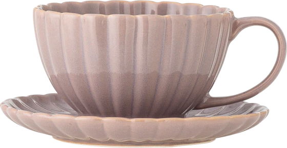 Bloomingville Tasse mit Untertasse – Cozy Steinzeug in Rosa, 220 ml
