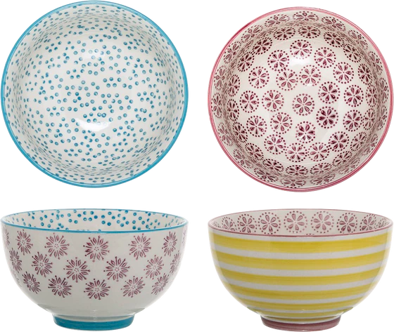 Bloomingville Patrizia Schale – Cozy Steingut Bowl Set in Rot, Blau & Gelb