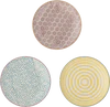 Bloomingville Patrizia Frühstücksteller – 3er Set aus 100% Steinzeug in Blau, Gelb, Rot & Grün mit gewelltem Rand