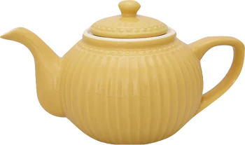 Greengate Teekanne Alice Honey Mustard – Porzellan, 1 Liter, skandinavisches Design