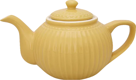Greengate Teekanne Alice Honey Mustard – Porzellan, 1 Liter, skandinavisches Design