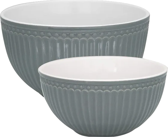 Greengate Alice Servierschüssel 2er Set in Stone Grey – Hochwertiges Porzellan für stilvolles Servieren