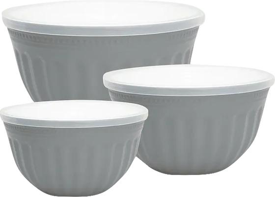 Greengate Aufbewahrungsschüssel 3er Set mit Deck in Grau – Perfekte Küchenaufbewahrung für Frische & Ordnung