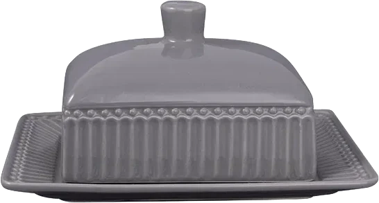 Greengate Butterdose Alice in Stone Grey – Hochwertige Porzellan-Butterdose, ca. 14cm breit, ca. 9cm hoch